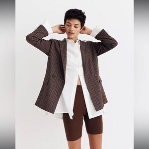 NWT Madewell Caldwell Double-Breasted Blazer Hedden Plaid Women's Size XXL